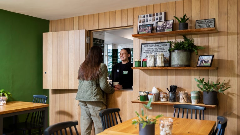 Visitor at Porter's Lodge Cafe at Ickworth, Suffolk